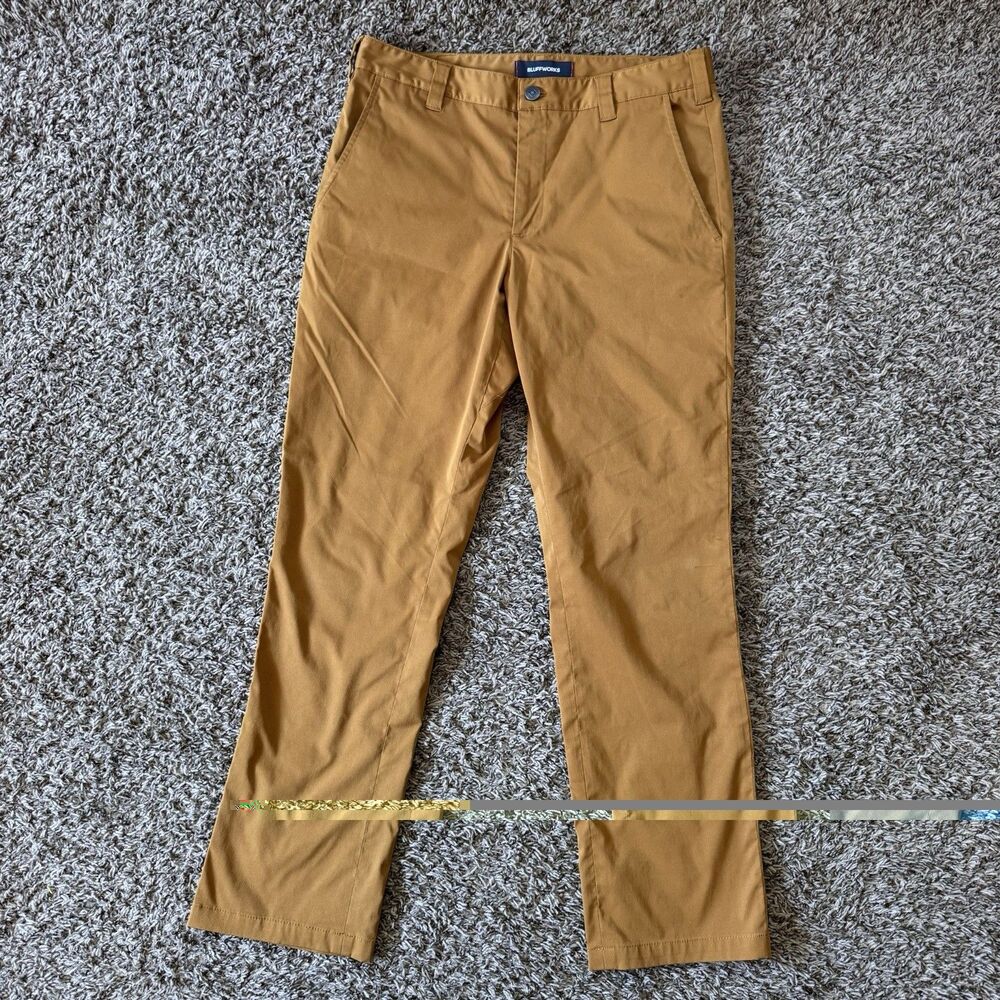 Bluffworks Chino Pants Mens 32x30 Yellow Tan Regular Fit Travel Technical Gorp